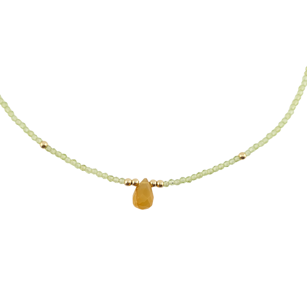 Collar peridoto y gota Calcedonia