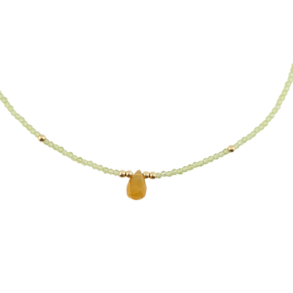 Collar peridoto y gota Calcedonia