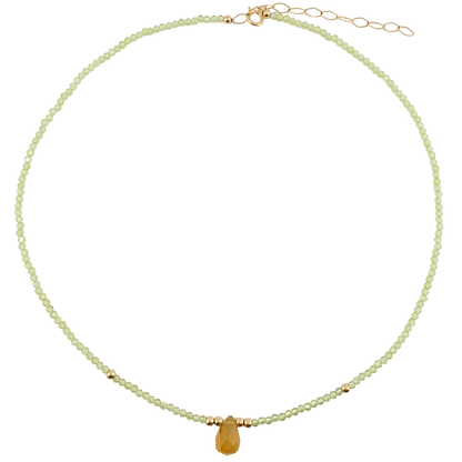 Collar peridoto y gota Calcedonia