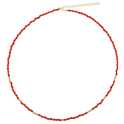 Collar coral arroz bimetal