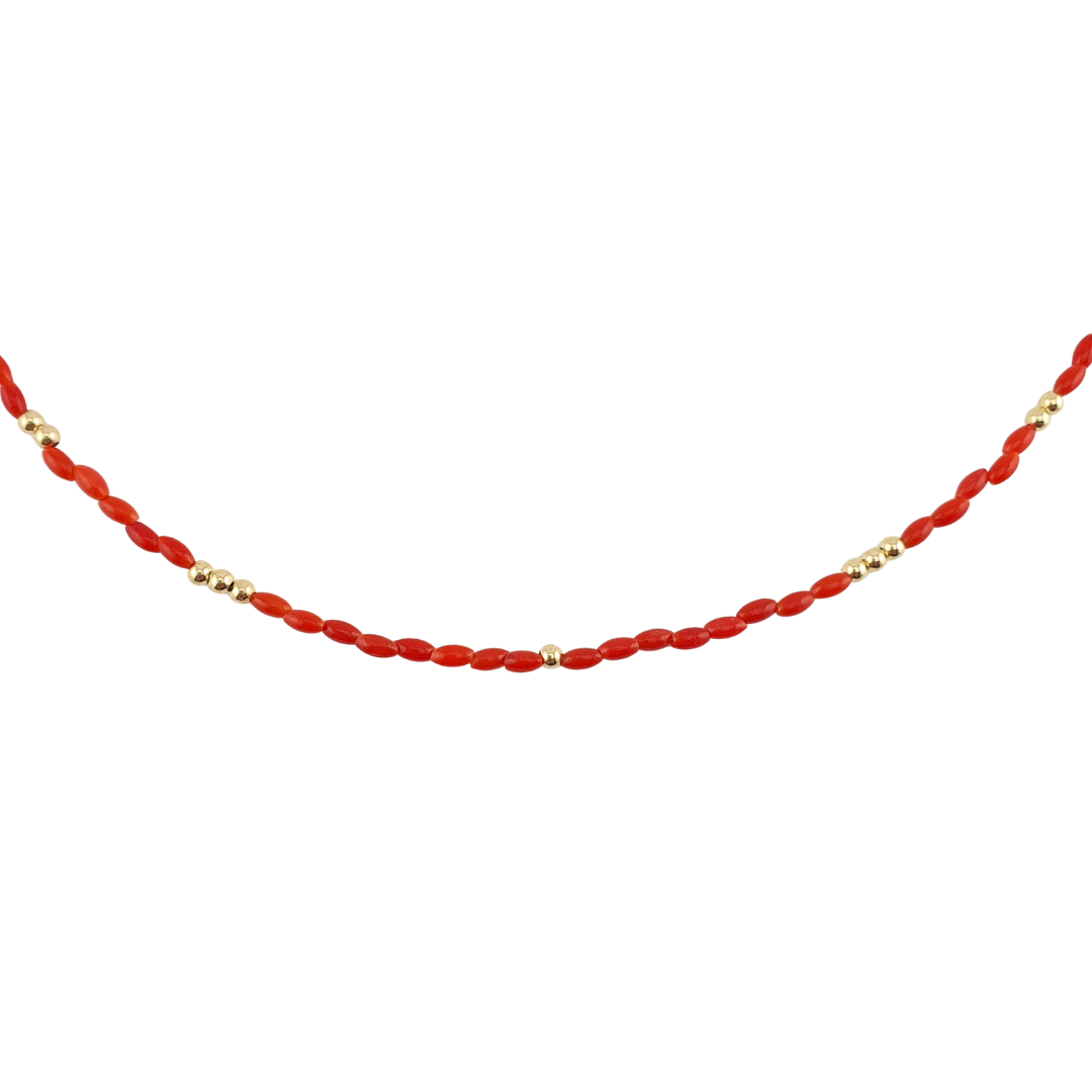 Collar coral arroz bimetal