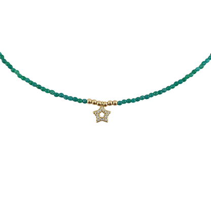 Collar aventurina verde estrella circonias