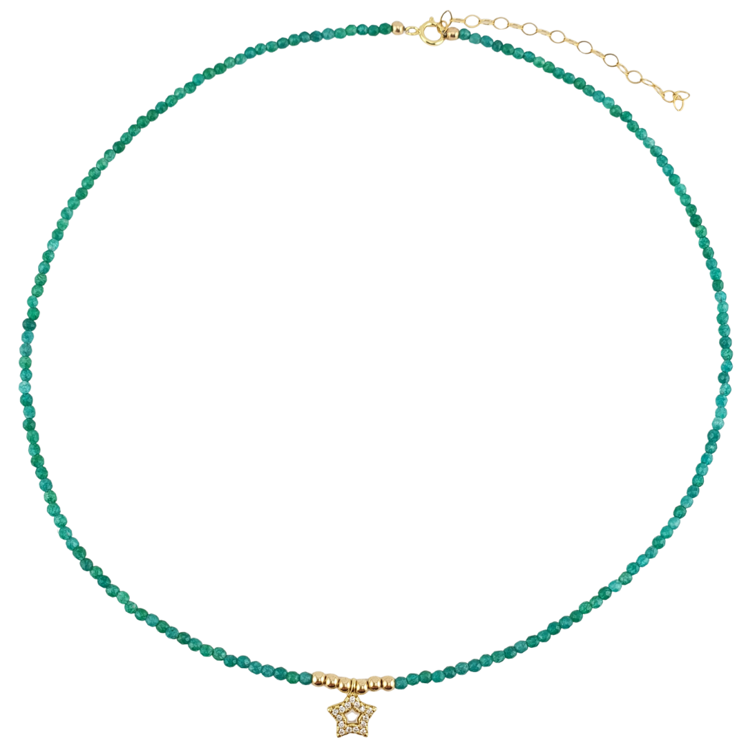 Collar aventurina verde estrella circonias