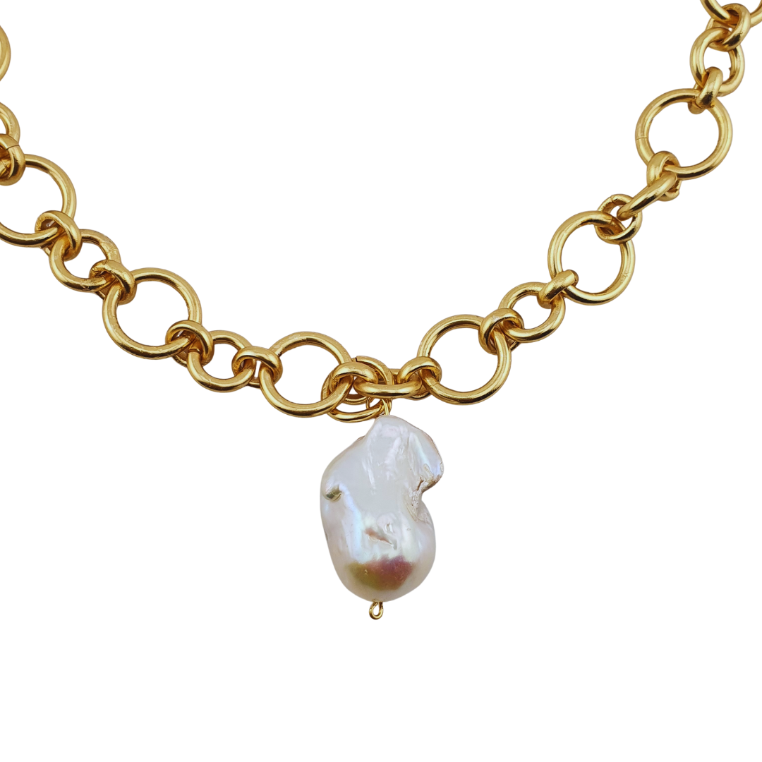 Cadena circulos perla barroca maxi