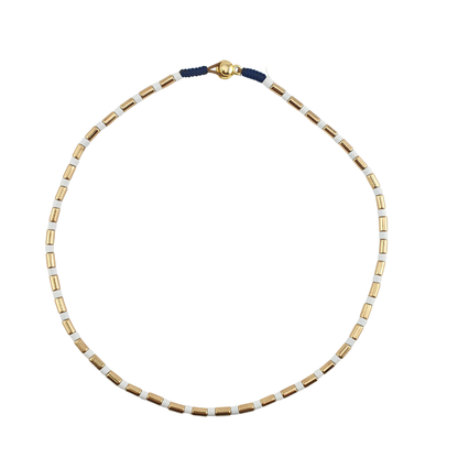 Collar popote y cristal ancho