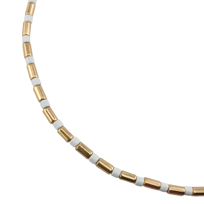 Collar popote y cristal ancho