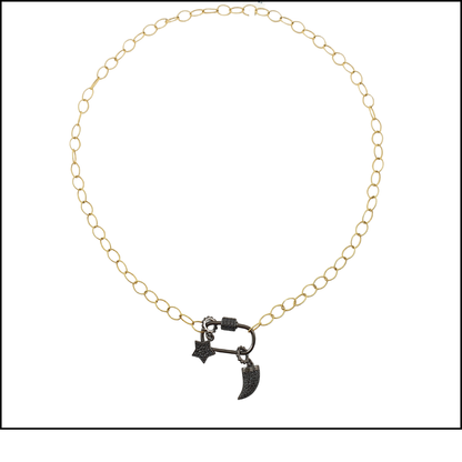 Cadena oval torcido con broche colmillo y estrella