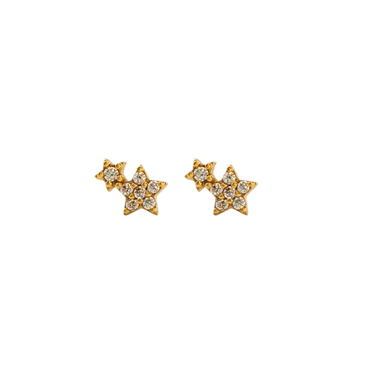 Arete con 2 estrellas mini con circonias