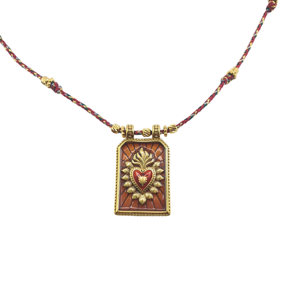 Collar de rombos con agatas y placa sagrado