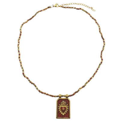 Collar de rombos con agatas y placa sagrado