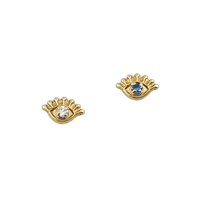 Arete ojo pestañas circonias oro