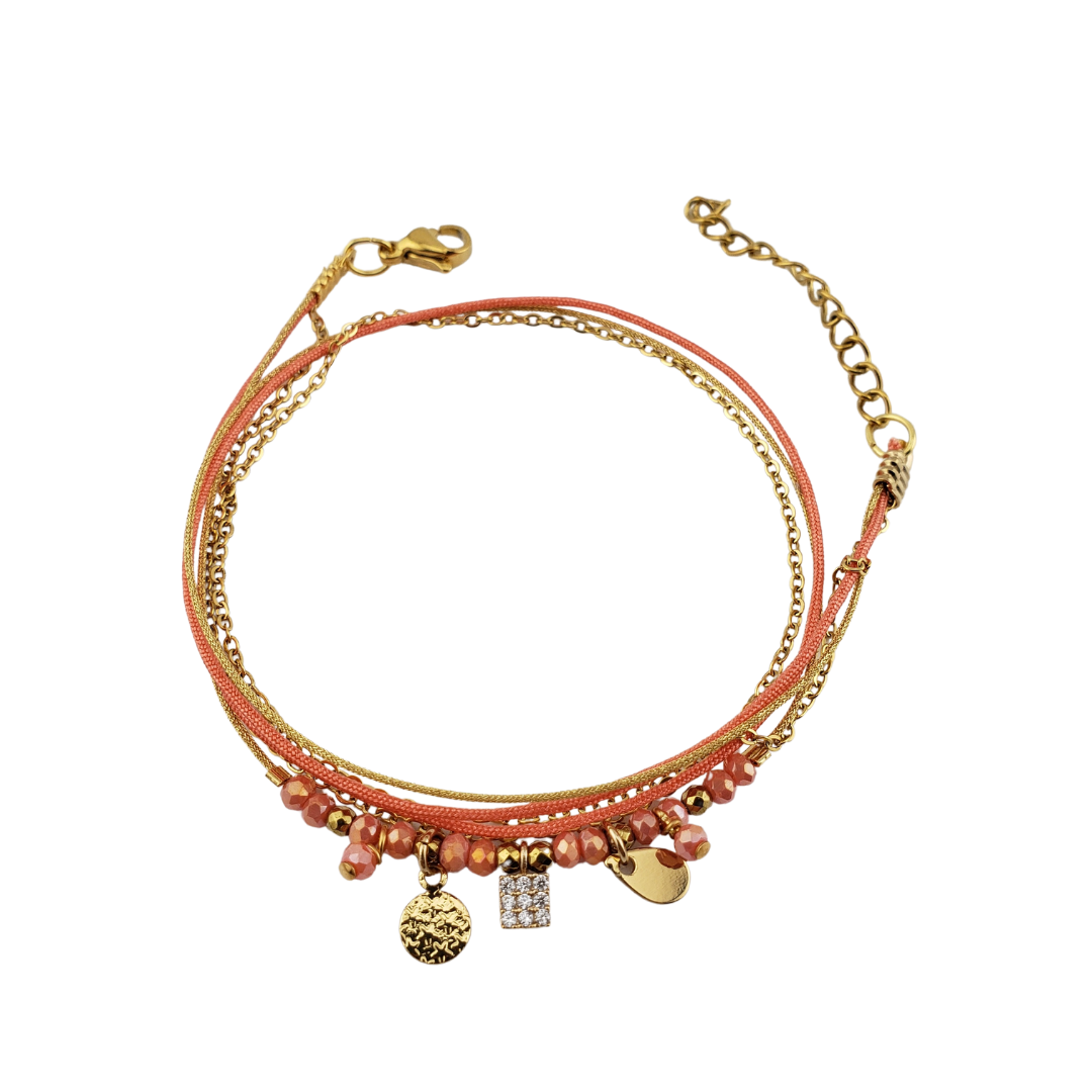 Pulsera 2 vueltas estrella, circulo y gota