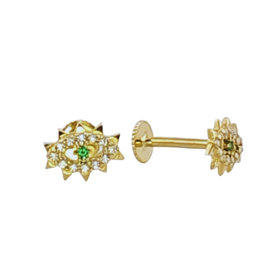 Arete Ojo pestanas circonia verde oro