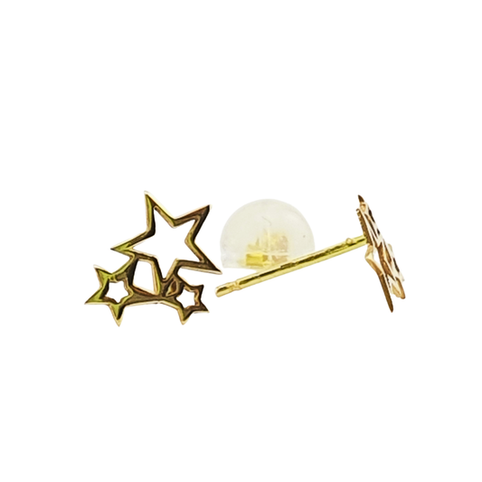 Arete 3 estrellas abiertas oro 14K
