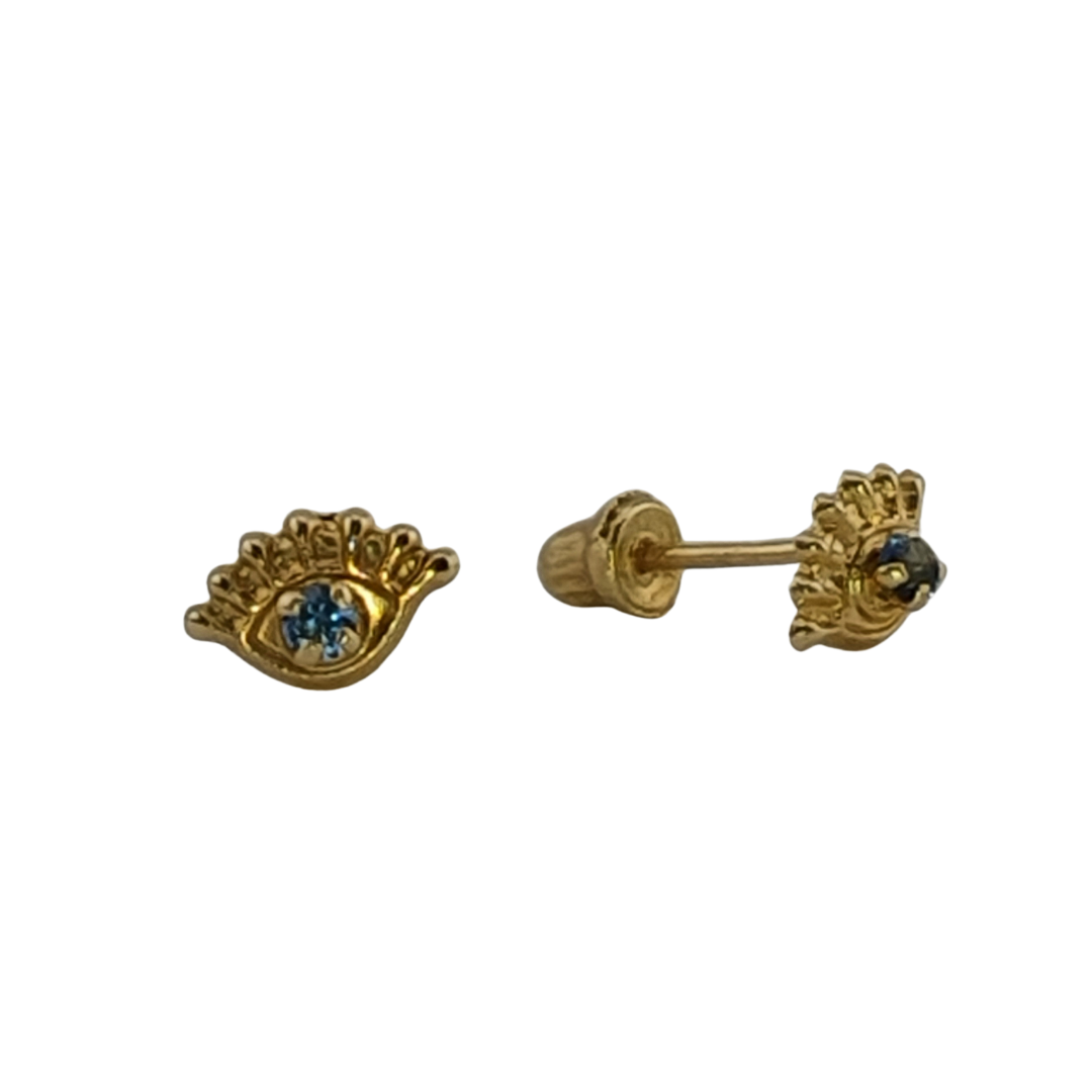 Arete ojo pestañas circonias oro