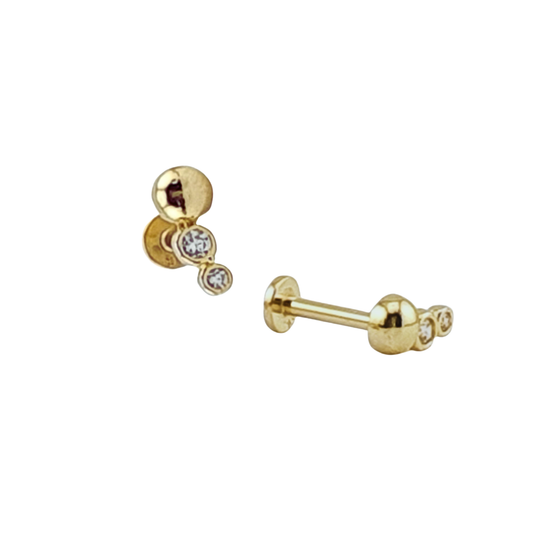Arete semi curva bolita y burbujas oro
