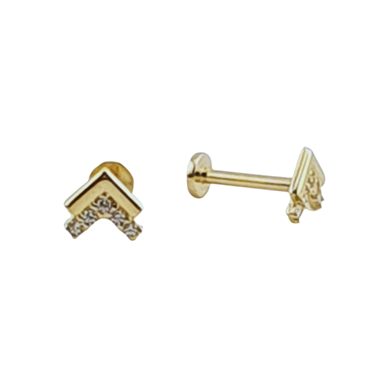 Arete 2 flechas lisa circonias oro