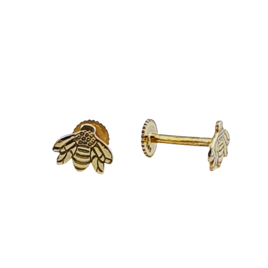 Arete abeja lisa oro
