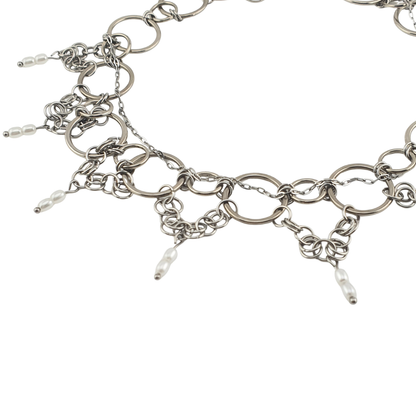 Choker circulo grande y cascada perlas rio