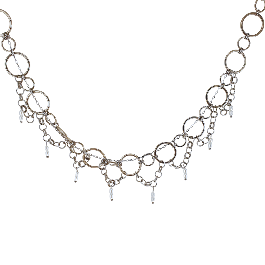 Choker circulo grande y cascada perlas rio