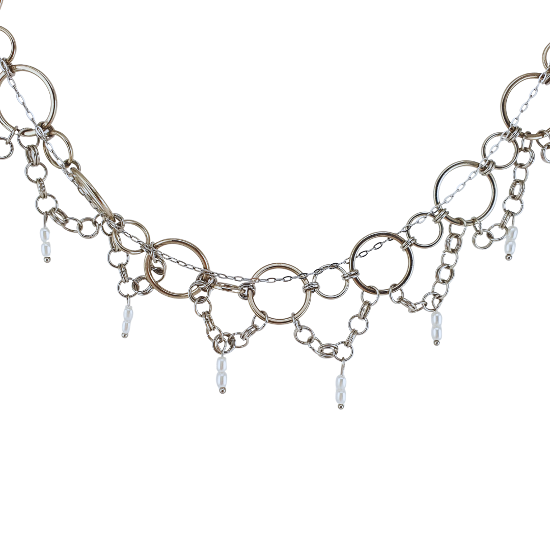 Choker circulo grande y cascada perlas rio