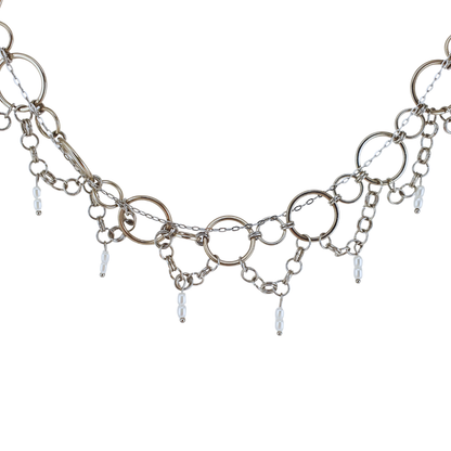 Choker circulo grande y cascada perlas rio