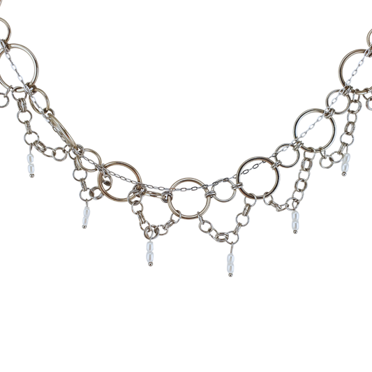 Choker circulo grande y cascada perlas rio