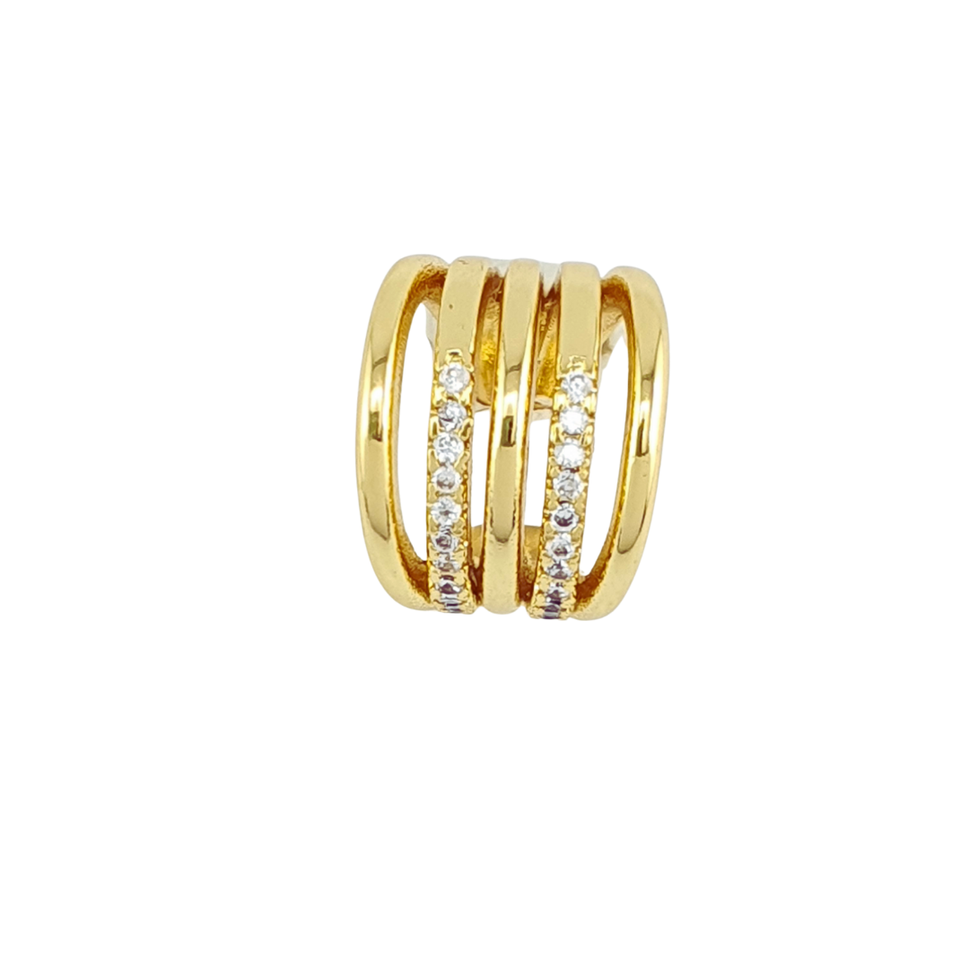 Cuff 5 lineas 2 circonias 3 lisas