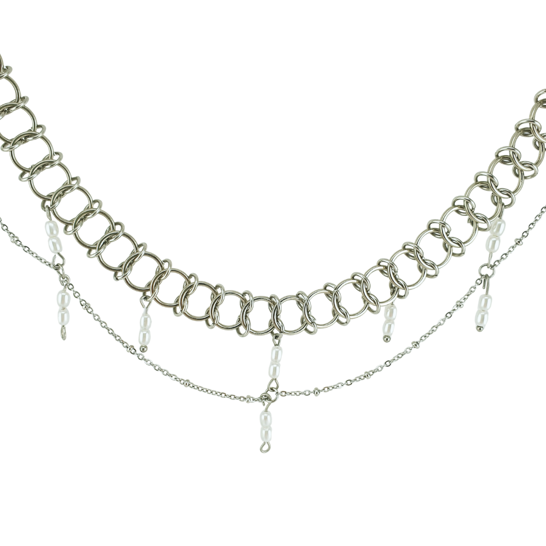 Choker circulos tejidos doble perla rio