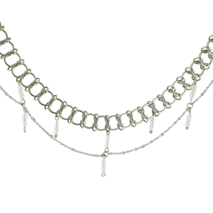 Choker circulos tejidos doble perla rio