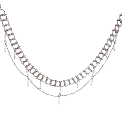 Choker circulos tejidos doble perla rio