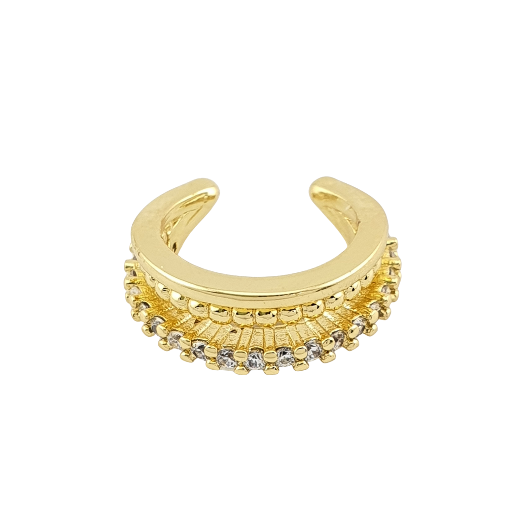 Cuff 3 aros de diferentes tamaños circonias bolitas y liso