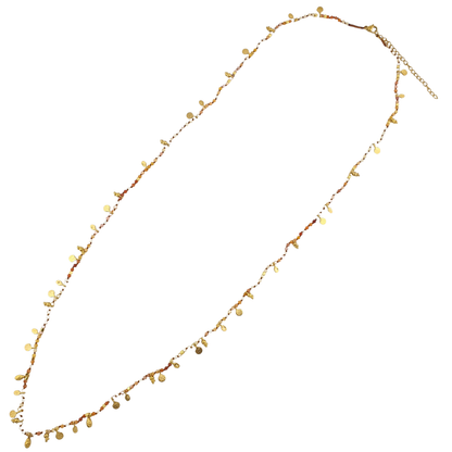 Collar largo moneda hoja y sonaja