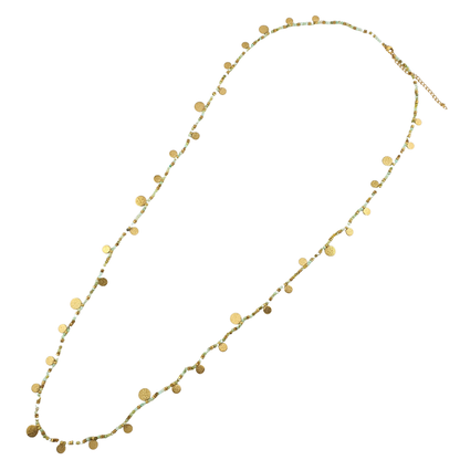 Collar largo monedas y cristales