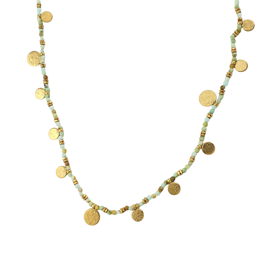 Collar largo monedas y cristales