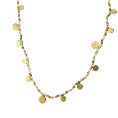 Collar largo monedas y cristales