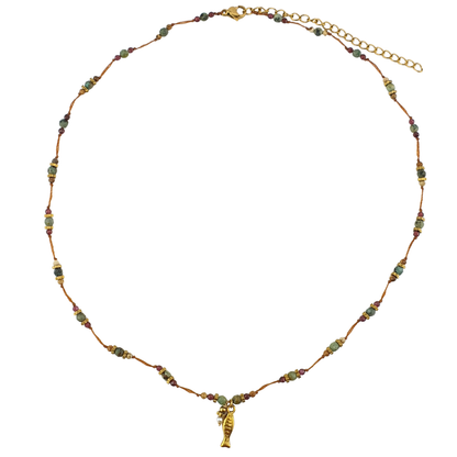 Collar hilo cadenas piedras