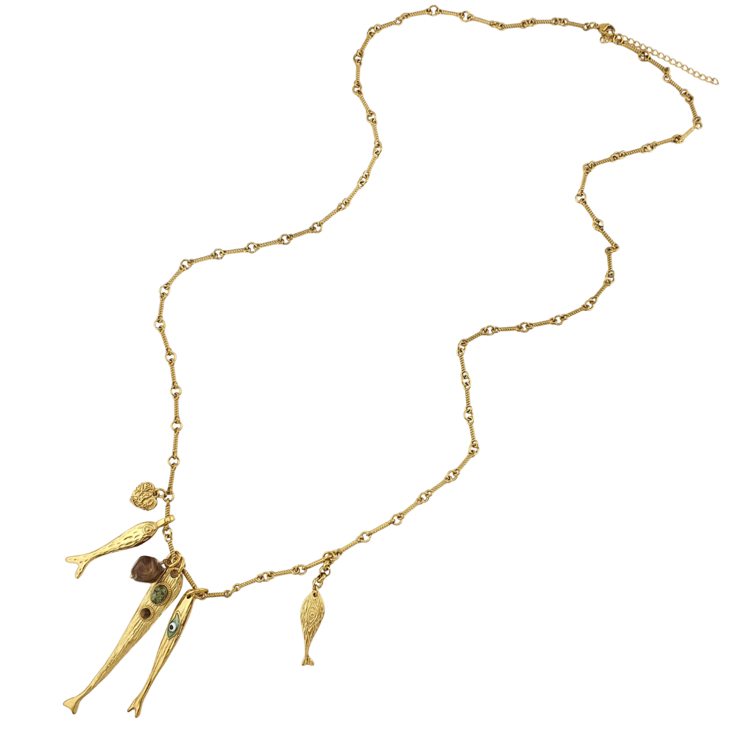 Collar cardumen pez ojos corazon