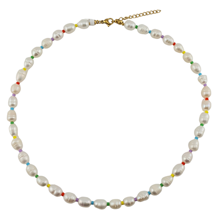 Collar perla barroca oval cristales