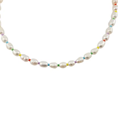 Collar perla barroca oval cristales