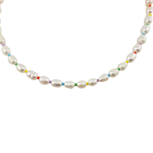 Collar perla barroca oval cristales