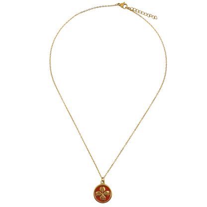 Cadena 4 hojas rojas enamel