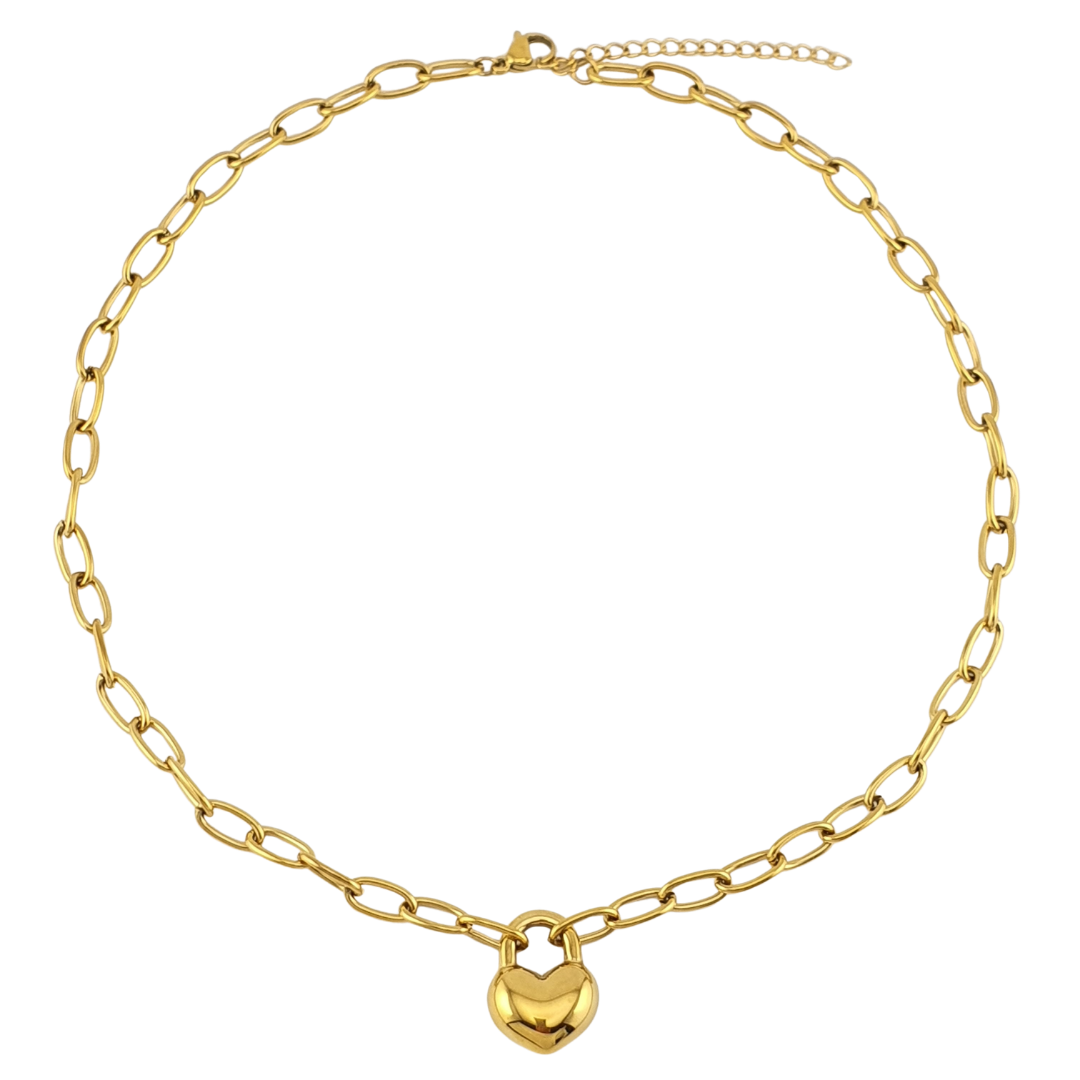 Collar corazon 3D candado link