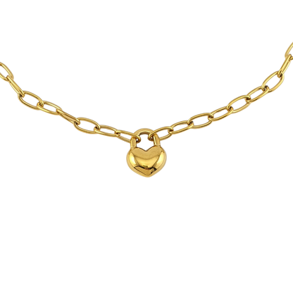 Collar corazon 3D candado link