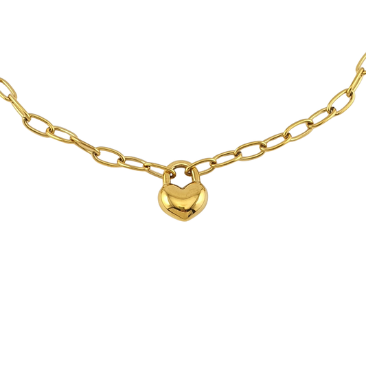 Collar corazon 3D candado link