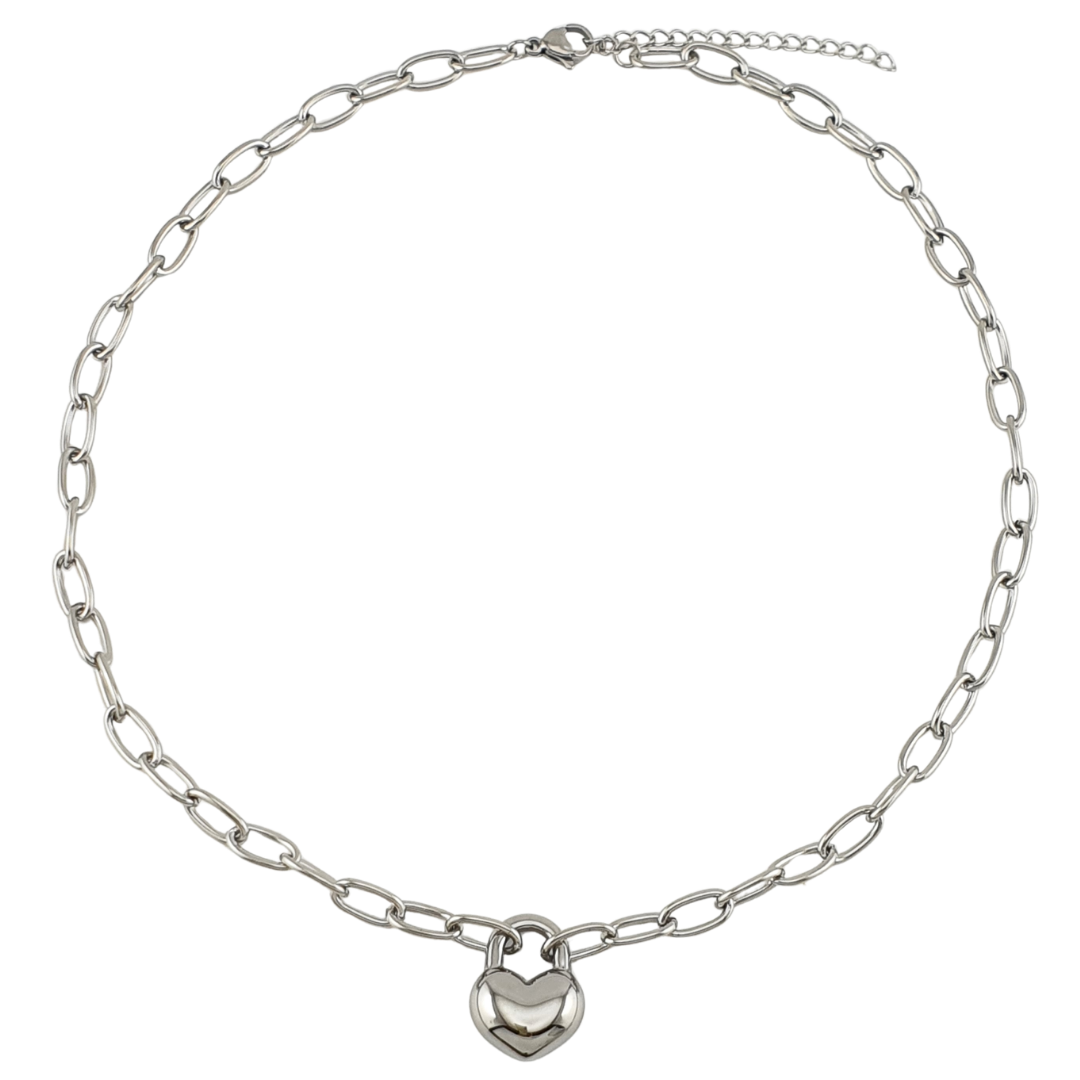 Collar corazon 3D candado link