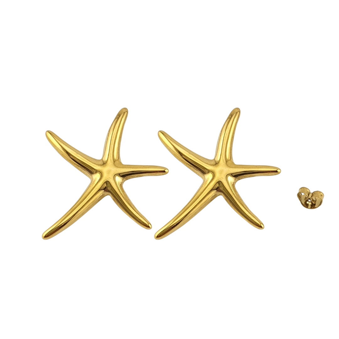 Aretes estrella mar lisas mediana