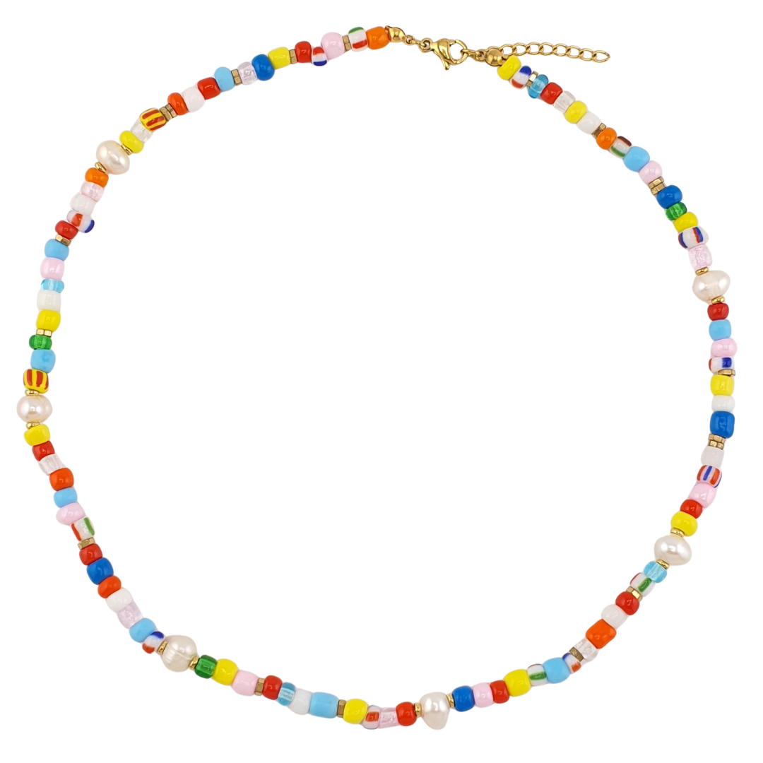 Collar vidrio soplado rainbow perlas
