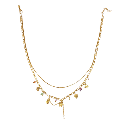 Cadena doble mini charms pastel