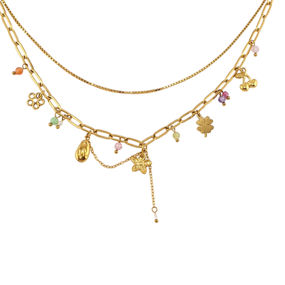 Cadena doble mini charms pastel